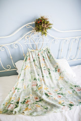 skirt and flower on the bed