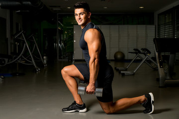 Fototapeta na wymiar man workout posture body building exercises weight training