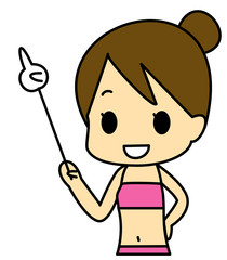 水着　指示棒　女性