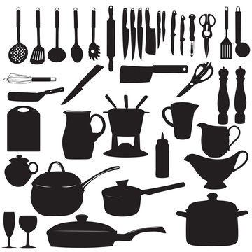 Kitchen tools Silhouette Vector illustration