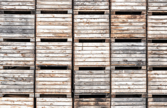 Apple Crates Stacked In Storage