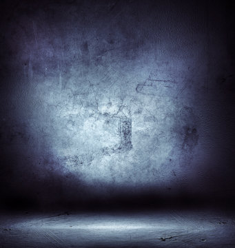 Empty blue concrete floor and wall background