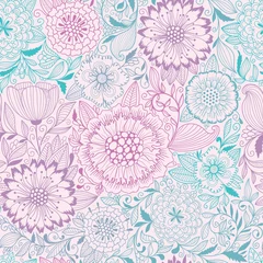 Tuinposter Seamless floral pattern © tets