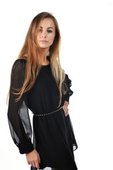 woman in black dress