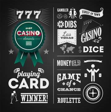 Illustrations of a vintage graphic elements for casino