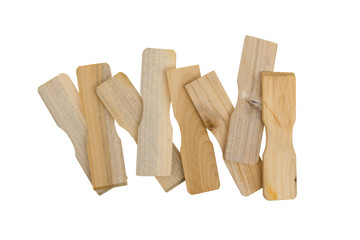Eight small wooden spatulas
