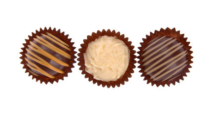 chocolate candy truffles assortment isolated