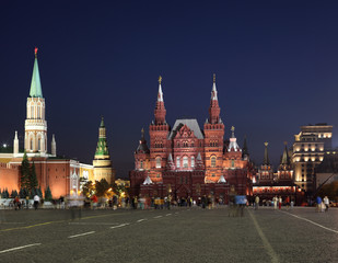 Kremlin and historical museum building on Red Square in Moscow.