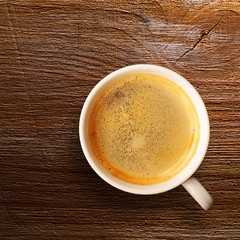 cup of fresh espresso on table