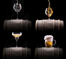 alcohol drinks set isolated on a black
