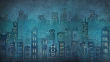 Night city. Skyscrapers.Megalopolis.graphic arts