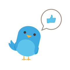 Blue bird with balloon