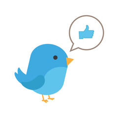 Blue bird with balloon