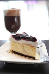 Blueberry cheesecake slice