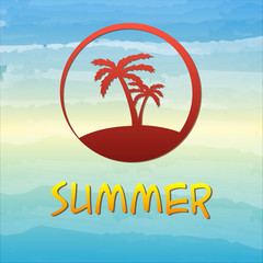 Fototapeta na wymiar summer label with palms in circle