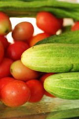 Fresh vegetables - tomatoes - cucumber.