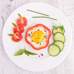 fried egg on bell pepper
