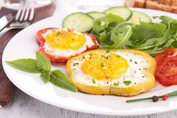 fried egg on bell pepper