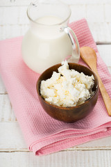 Dairy products - cottage cheese, milk.