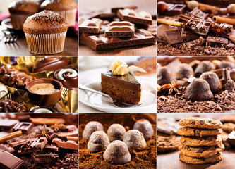 Fototapety  kolaż różnych wyrobów czekoladowych