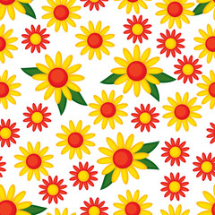 Yellow flowers seamless pattern