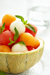Fruit salad with watermelon and melon balls
