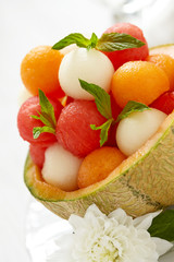 Fruit salad with watermelon and melon balls