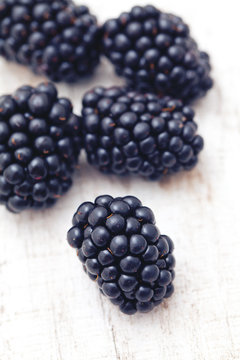 blackberries on wooden table