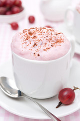 mousse of gooseberry and whipped cream with grated chocolate