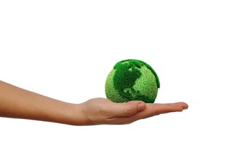 woman hands holding green earth