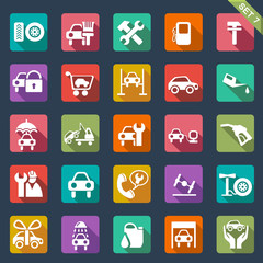 auto service icon set - flat design