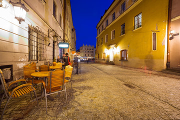 Old town of Lublin at night, Poland