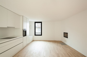 interior new house, modern white kitchen