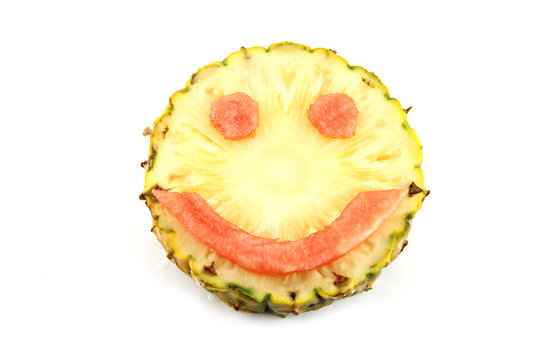 Smile Face of Emotion image made ​​from mix fruits.