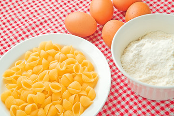 Flour, eggs and pasta