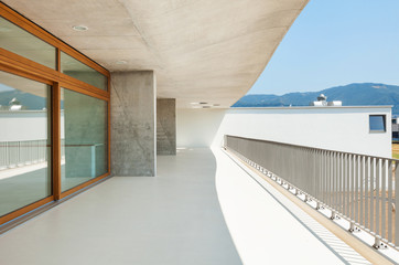 new architecture, modern school, view from balcony - obrazy, fototapety, plakaty