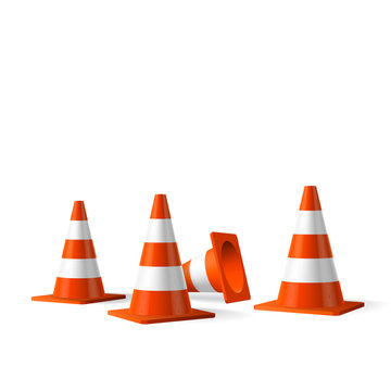 Traffic cones vector isolated object