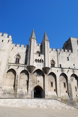 Facade and entrance of Popes Palace, Avignon, Provence, France