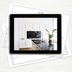 digital tablet computer and interior image on screen
