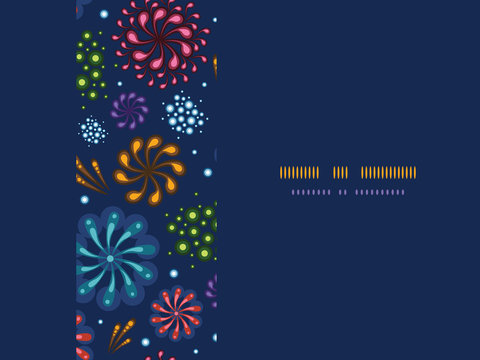 Vector holiday fireworks frame horizontal seamless pattern