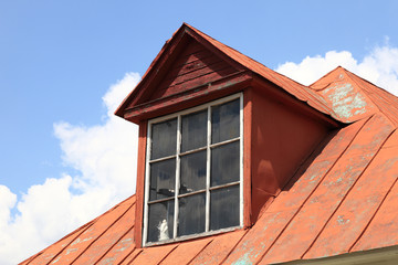 Attic of red house