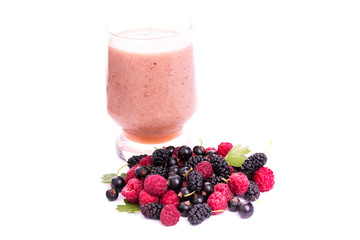 Fresh berries smoothie isolated on white