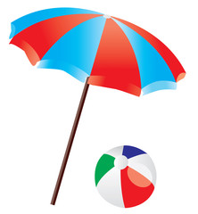 vector beach umbrella and ball
