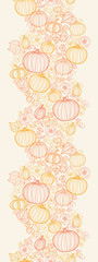 Vector Thanksgiving line art pumkins horizontal seamless pattern