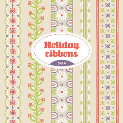 Set of holiday ribbons