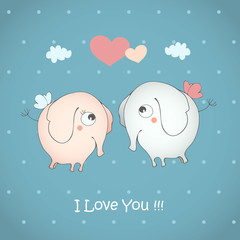 Funny elephants falling in love.
