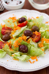 salad with glass of wine