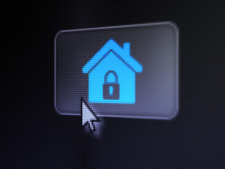 Protection concept: Home on digital button background