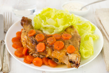 fried chicken and carrot with salad