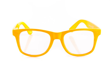 Fototapeta premium yellow glasses on white background.